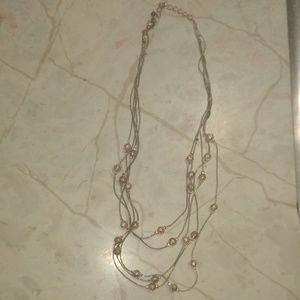 Silver Beaded Necklace 18.5in Long